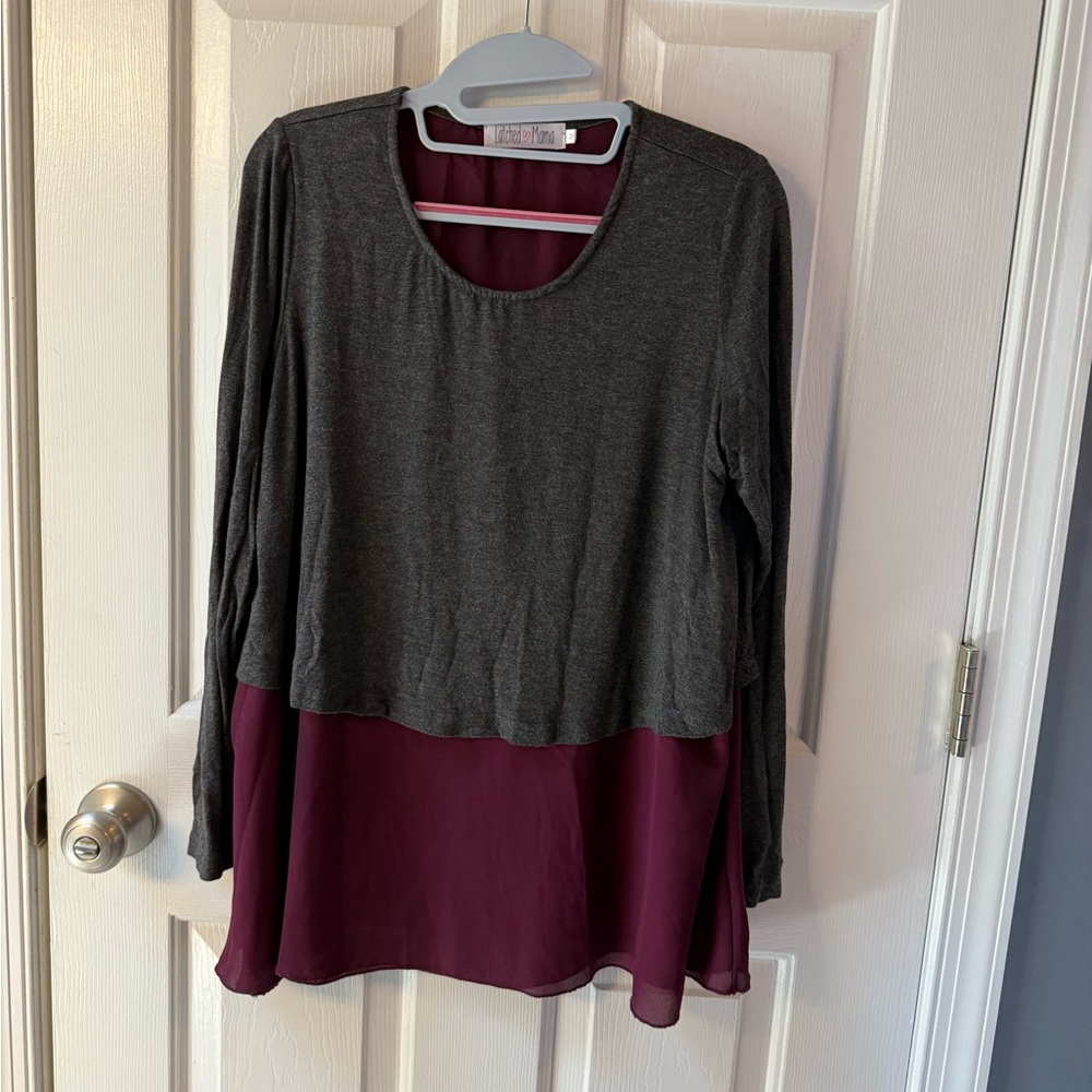 Latched Mama Charcoal and Wine Layered Nursing Top